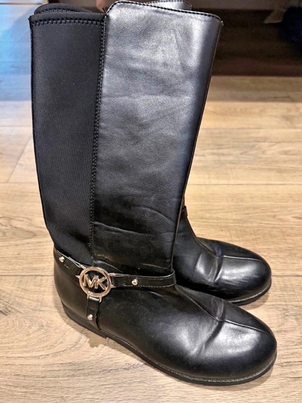 Michael Kors Fulton Harness Leather Riding Boot Tall Riding Boots Black